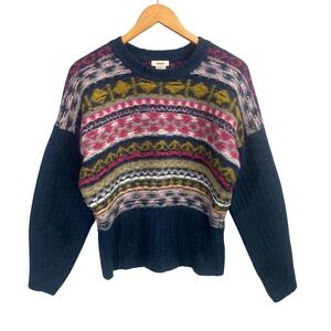 Jason Wu Fair Isle Merino Wool Sweater Womens Medium Boho Cozy Cabincore‎